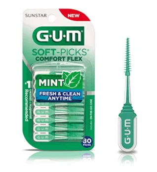 GUM-6705R Soft-Picks Comfort Flex Mint Dental Picks, New Invigorating Mint Flavor, 80 Pieces